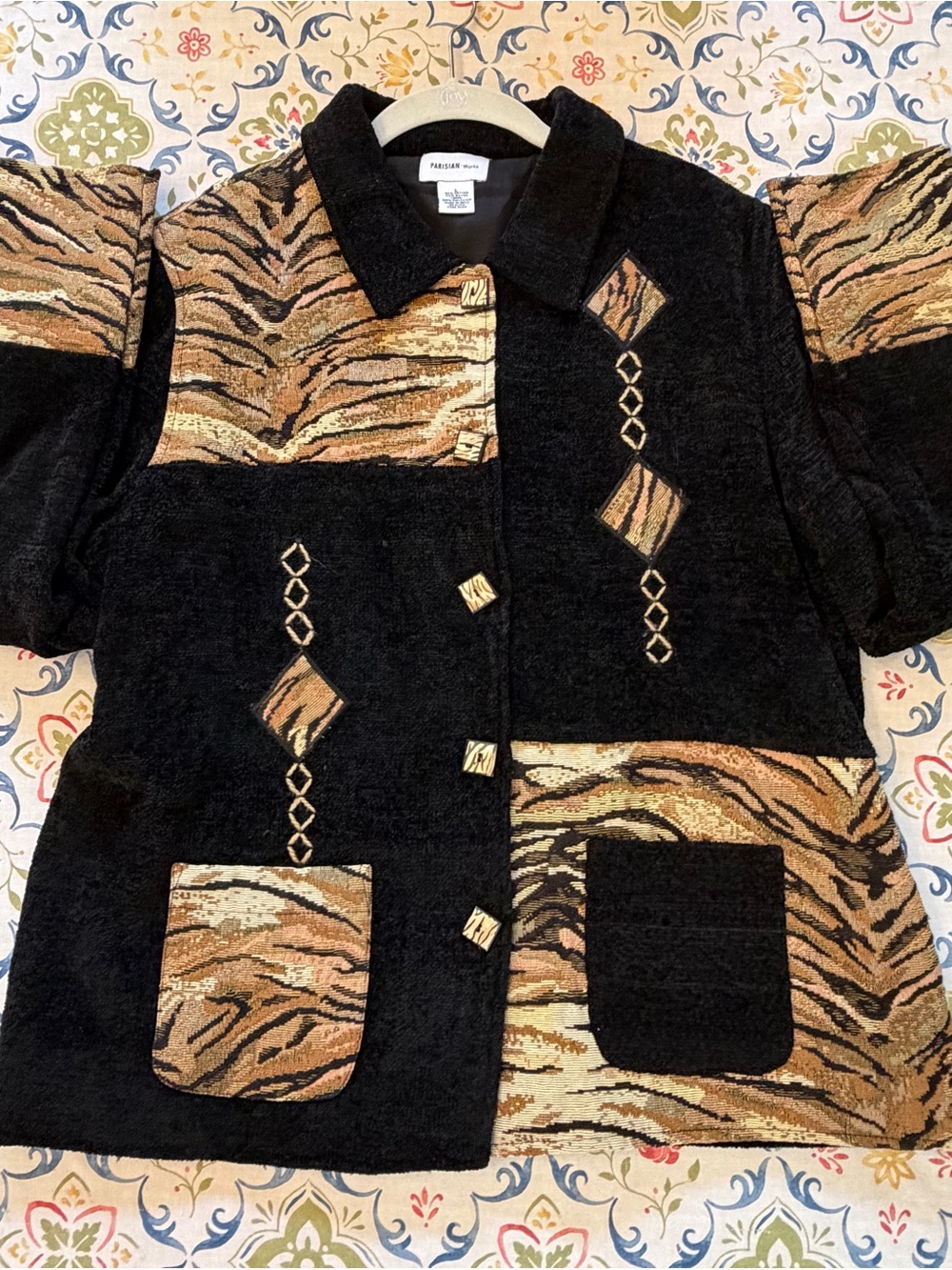 Vintage Women's Statement Jacket Tiger Striped, Large Parisian